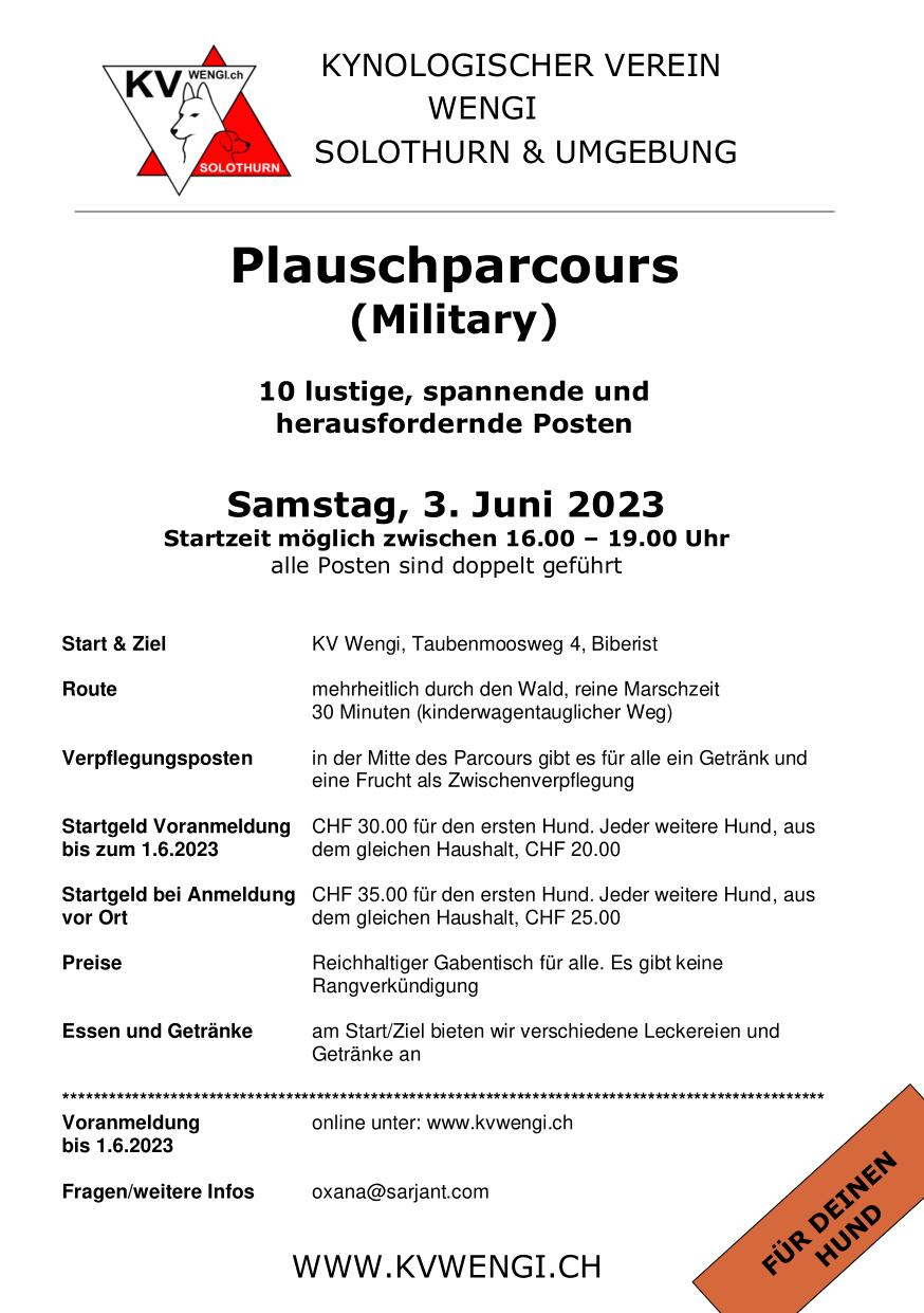 Flyer Plauschparcours 2023